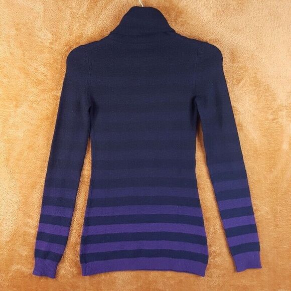 THEORY Womens Sweater Petite P Black Turtleneck Ombre Stripe 100% Cashmere - Picture 6 of 7